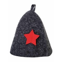 Шапка банная со звездой войлок серый